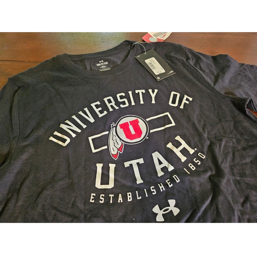 Under Armour T-Shirt Mens Small Black University of Utah Utes Loose Fit NWT